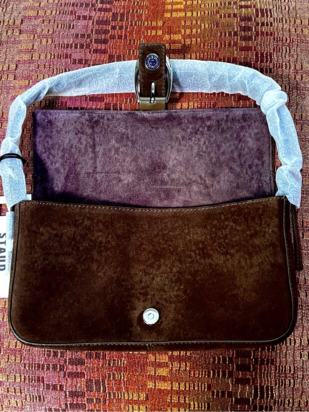 NWT Staud Harlow Suede Shoulder Bag Truffle Suede - Picture 15 of 16